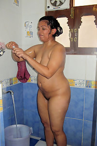 Indian amateur in shower naked soaping