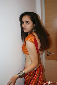 Jasime in traditional Indian ghagra cholie and dancing