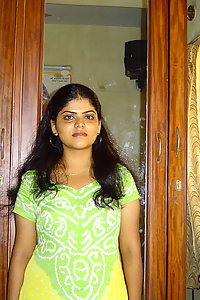 Indian Wife Neha in green and yellow Indian shalwar suit