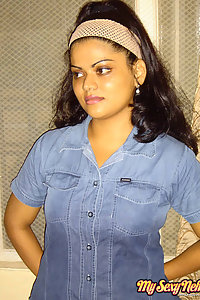 Indian Wife Neha in bedroom in bluw tight jean teasing hubby