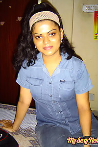 Indian Wife Neha in bedroom in bluw tight jean teasing hubby