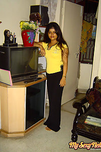 Indian Wife Neha in her favorite yellow western outfits