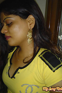 Indian Wife Neha in her favorite yellow western outfits