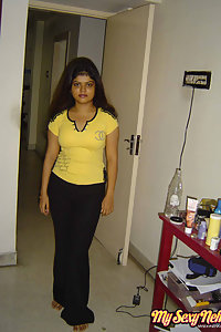 Indian Wife Neha in her favorite yellow western outfits