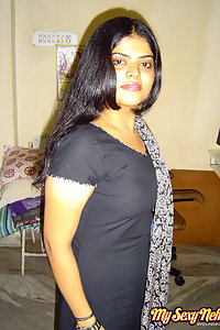 Indian Wife Neha in sexy black Indian shalwar suit stripping