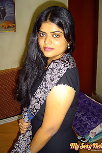 Indian Wife Neha in sexy black Indian shalwar suit stripping