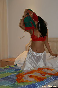 Kavya in banarsi sari doing a strip show for her fans