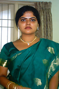 Indian Wife Neha in traditional green saree stripping naked