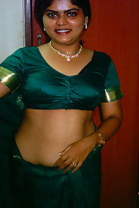 Indian Wife Neha in traditional green saree stripping naked