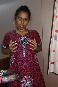 Horny Lily in traditional Indian nighty before going to bed