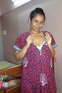 Horny Lily in traditional Indian nighty before going to bed