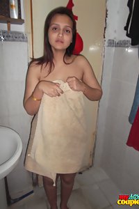 Hot looking sonia getting ready for wedding party in toilet naked
