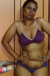 Horny Lily in her favoruite blue lingerie getting naked to show off