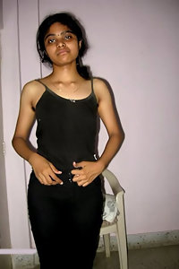 Skinny Indian babe getting naked