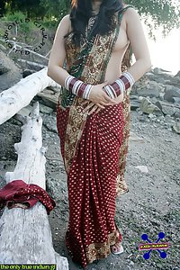 Indian wife in saree stripping naked